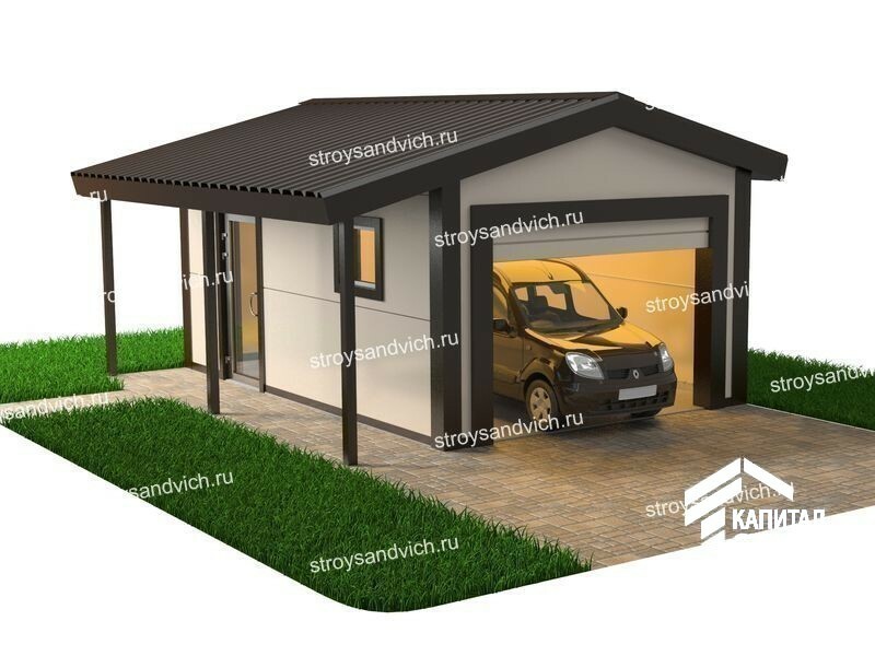 &nbsp;Теплый гараж 6х4 с навесом